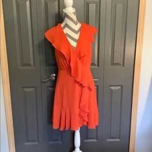 BCBGMaxazria Orange Deborah Ruffled Dress